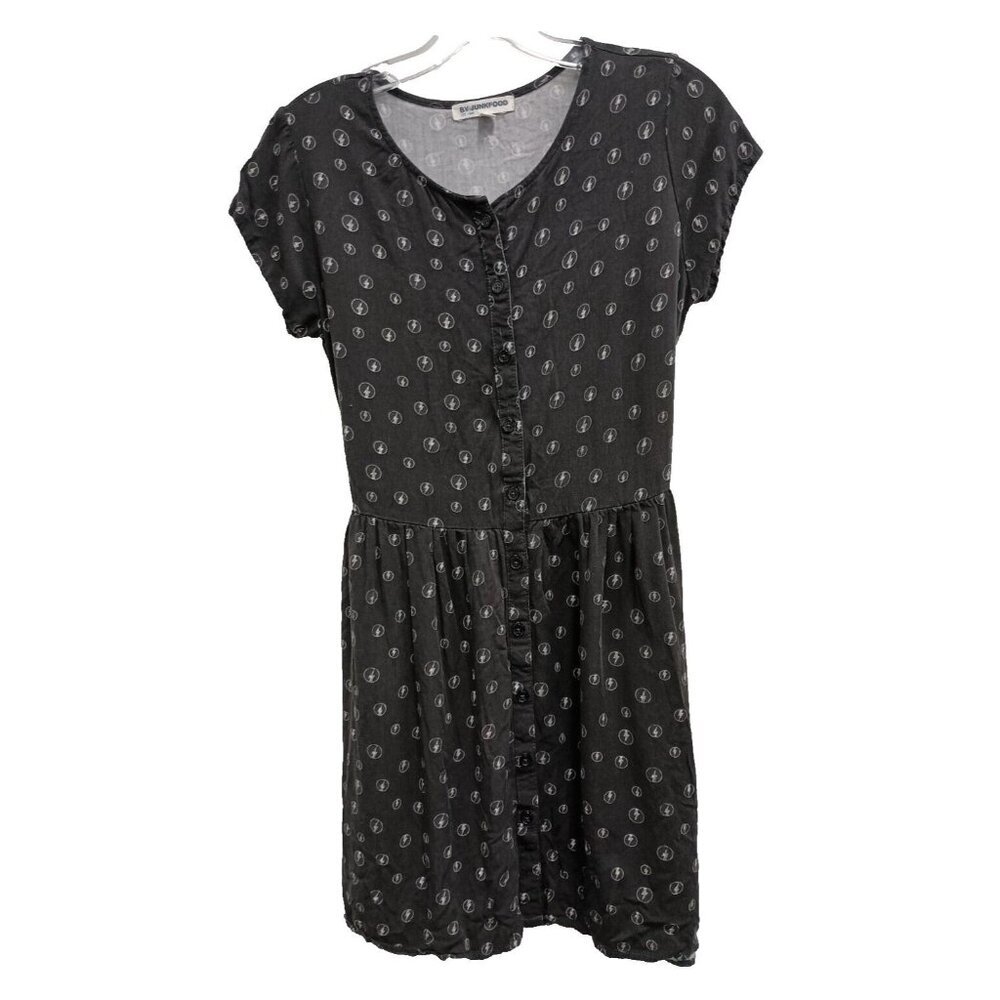 Rock By Junkfood Womens AC/DC Lightning Bolt Dress Size Small Black Skater Mini